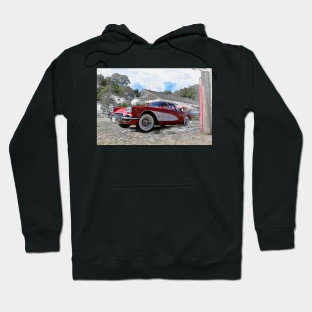 Chevrolet C1 Corvette, Pencil - Original Hoodie by hottehue